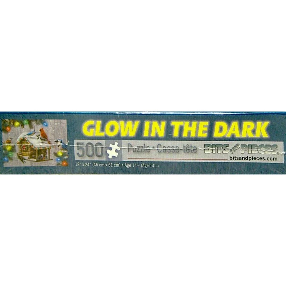 Festive Holiday Puzzle Feathered Friends 500 Pc Glow In The Dark Bits And Pieces
